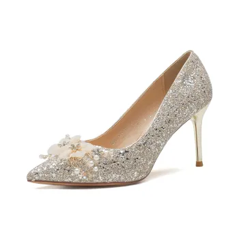 Lan Miao Slim Heel High Heels Women's Champagne