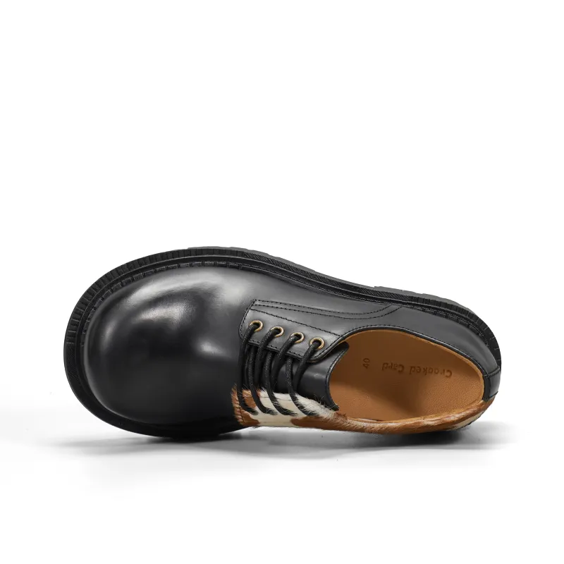 CROOKED CARD Anti-Slip And Wear-Resistant Height Increasing Low-Top Casual Shoes Unisex Black Brown Mismatched-3