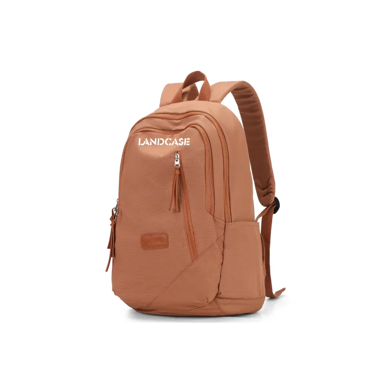 LANDCASE Fabric Backpack Laptop Backpack Regular Unisex Obsidian Black/Pearl White/Caramel Brown-10
