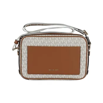 MICHAEL KORS PVC Shoulder Bag Women's Vanilla White & Acorn Brown