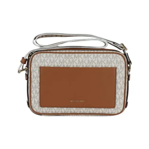 MICHAEL KORS PVC Shoulder Bag Women's Vanilla White & Acorn Brown