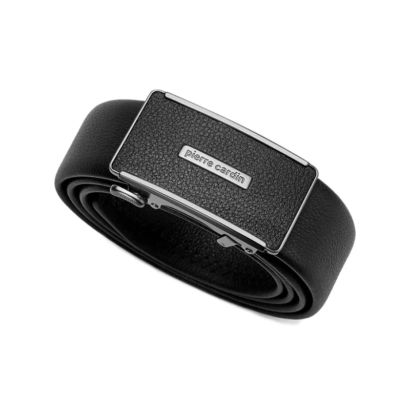 PIERRE CARDIN Top Grain Cow Leather Belts Men's Black 3.5cm-3
