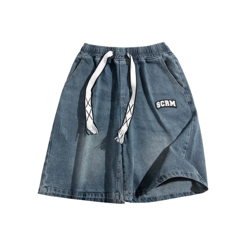 SCRM Denim Shorts Unisex Blue-0