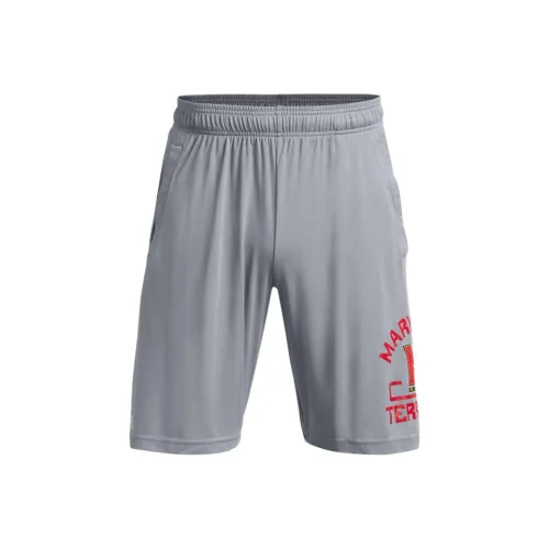 Under Armour Casual Shorts Men Gray With Red Print