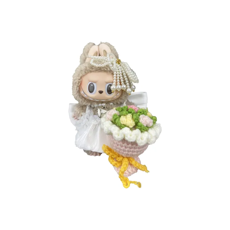 [Modified Doll] POP MART Labubu THE MONSTERS Heartbeat Macaron Collection Pure White Bridal, Cute Hang Tag Box 17cm-20