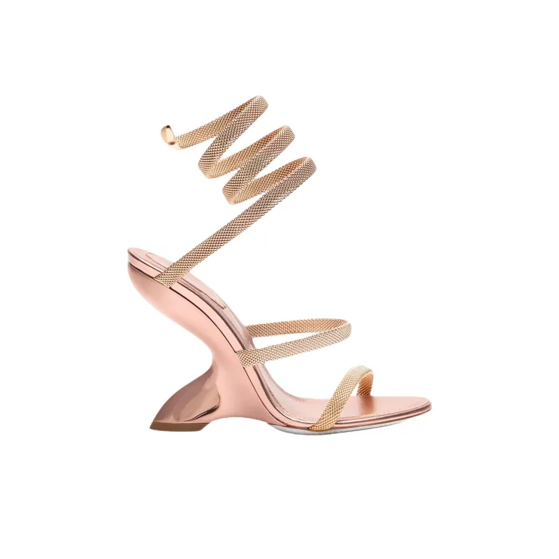 RENE CAOVILLA Trigold Symphony One Strap Sandals 10.5cm Women's Rose Gold-1