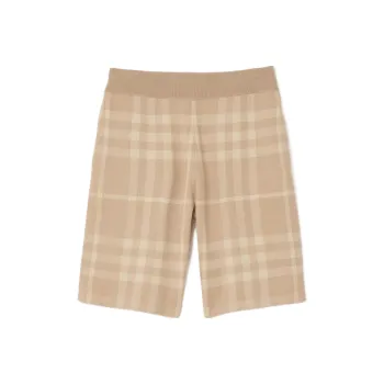 Burberry SS23 Check Wool Silk Jacquard Shorts Brown