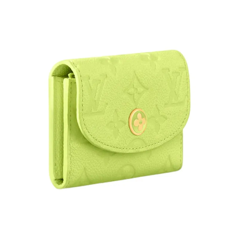 LOUIS VUITTON Rosalie Embossed Grain Cow Leather Coin Purse Women's Green-1