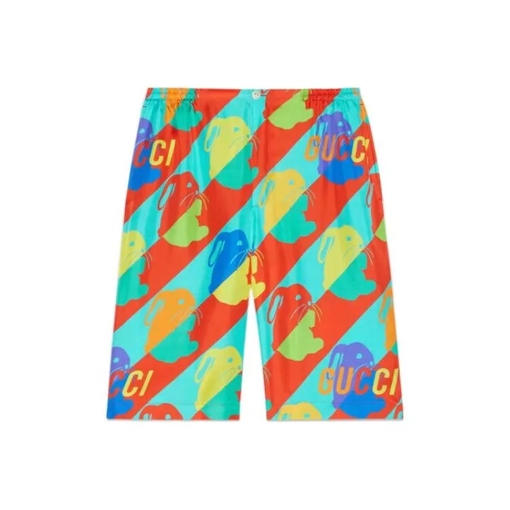 GUCCI Rabit Printed Silk Twill Shorts-0
