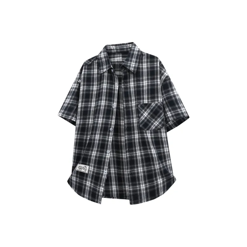 Supremo Cat Shirt Unisex Navy Blue Plaid-0