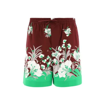 Valentino Floral Printed Wide Leg Shorts