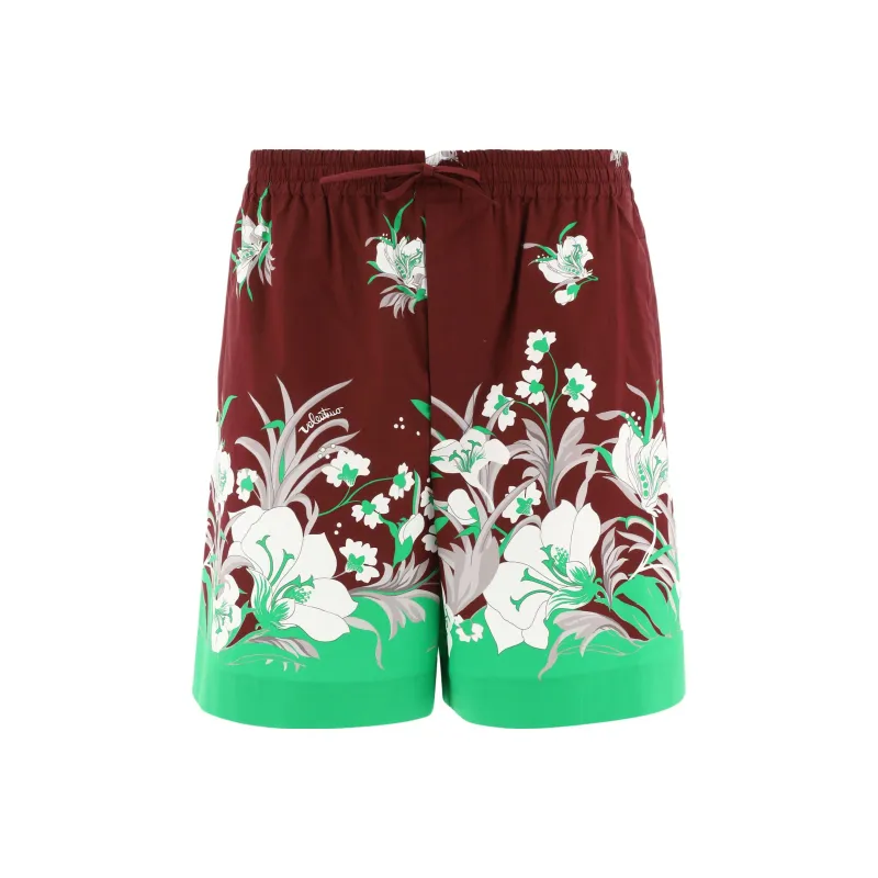 Valentino Floral Printed Wide Leg Shorts-0