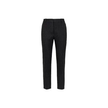 Alexander McQueen Pinstriped Peat Front Trousers