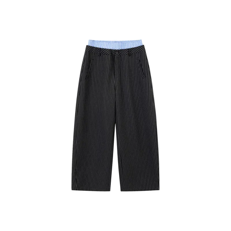 NewJnxs Casual Pants Unisex Black Stripes-0
