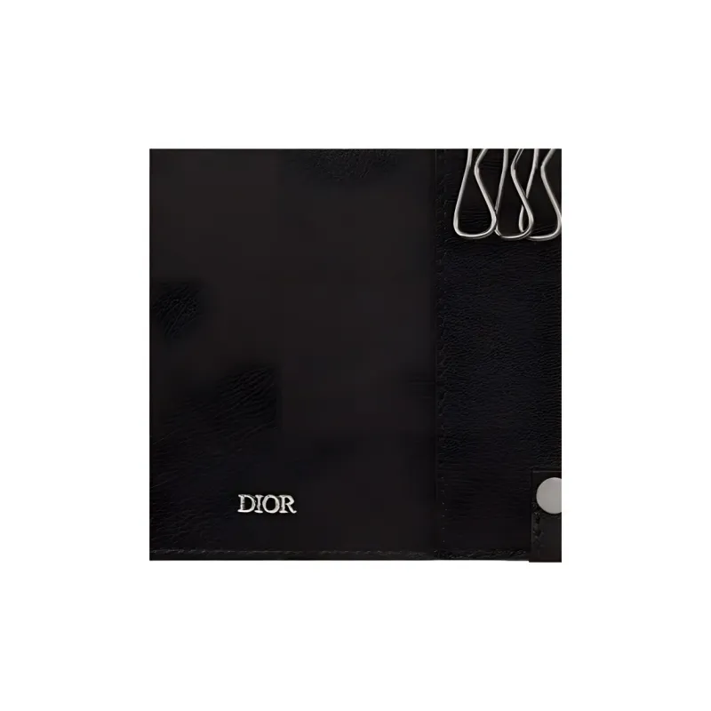 DIOR Cow Leather Key Pouch Unisex Blue-4