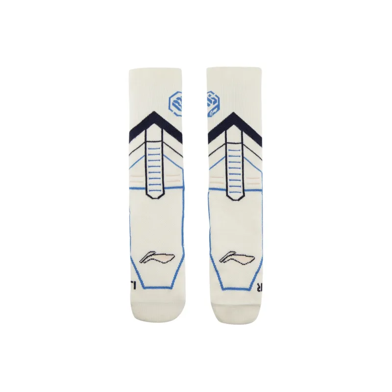 LiNing Basketball Socks Unisex 1 Pack Ecru/Empty Blue-1