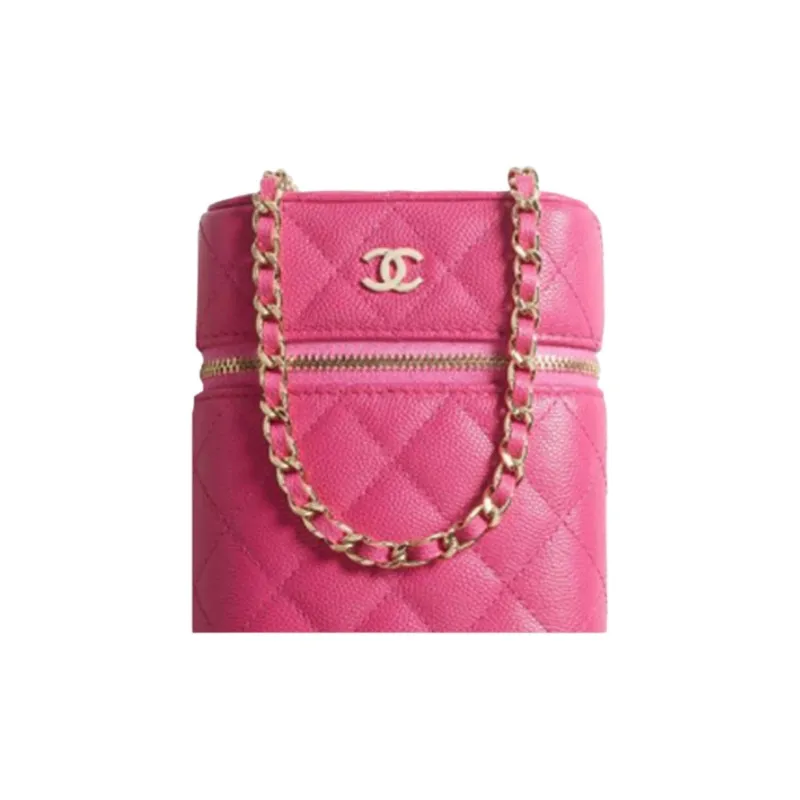 CHANEL Caviar Leather Shoulder Bag, Crossbody Bag, Clutch Trumpets Women's Pink-1