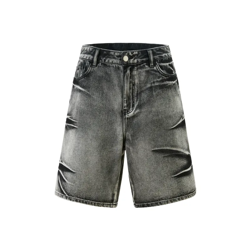 BJHG Denim Shorts Unisex Washed Black-0