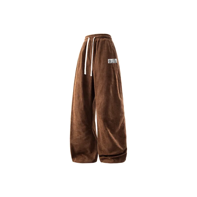 CULT OF INDIVIDUALITY Casual Pants Graffiti Print, Corduroy Loose Fit Versatile Straight Fit Thickened Pants Unisex-22