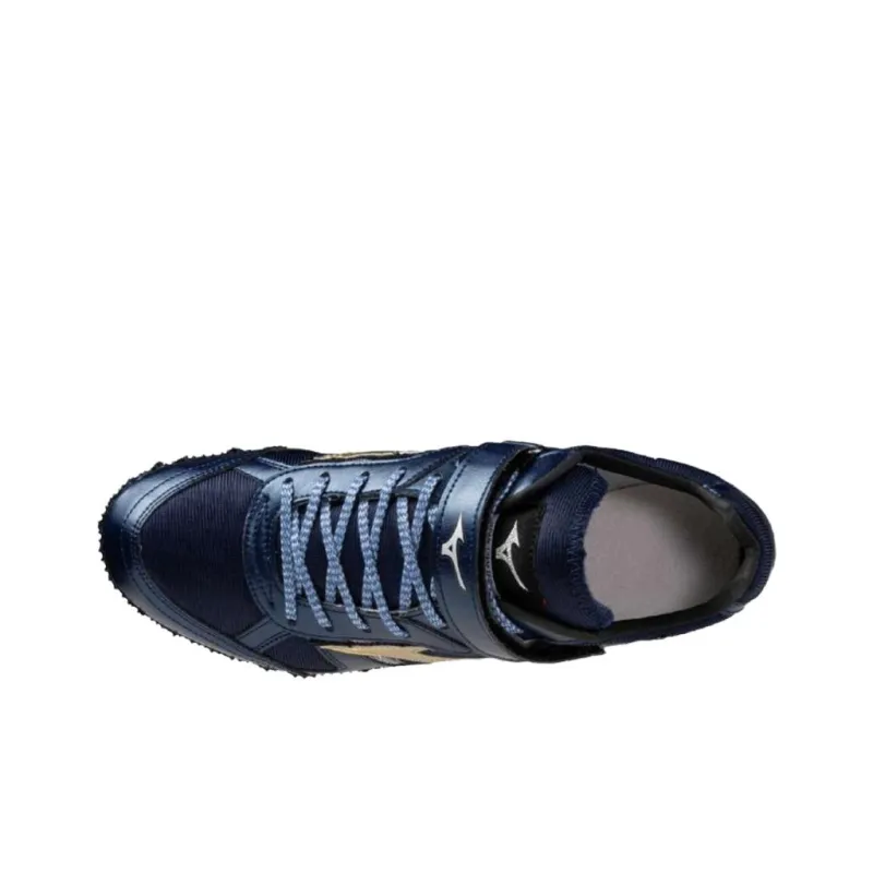Mizuno Slip Resistant And Abrasion Resistant Functionality Blue Gold Color Track And Field Shoes Unisex Low Top-2