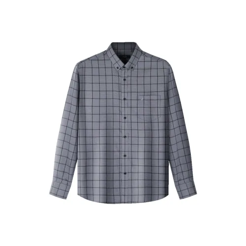 NAUTICA TAILORED 다크 그레이 체크 남성 셔츠