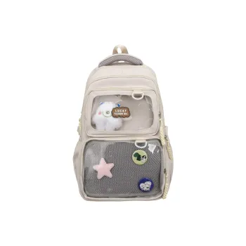 H YXIANG Nylon With PVC Backpack Unisex Multicolor