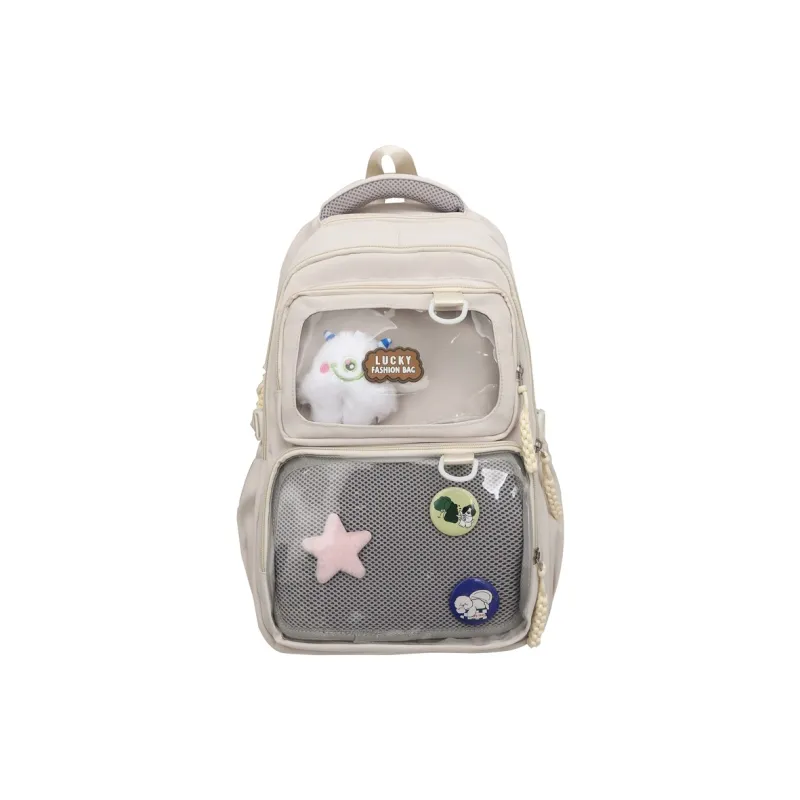 H YXIANG Nylon With PVC Backpack Unisex Multicolor-0