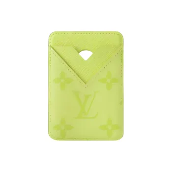 LOUIS VUITTON Cow Leather Card Holder Women's Green