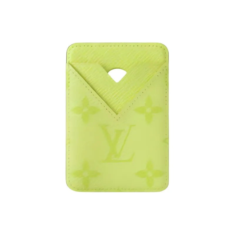 LOUIS VUITTON Cow Leather Card Holder Women's Green-0
