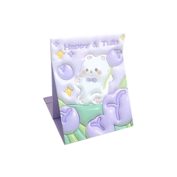 Jingda Cartoon Foldable Make Up Mirrors Desktop Stand Large Size