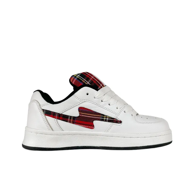 Rongchuan Slip Resistant Waterproof Abrasion Resistant Lightweight Low Top Skateboard Shoes Unisex Scottish White Red-1