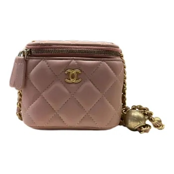 CHANEL Sheepskin Box Bag, Shoulder Bag, Crossbody Bag Women's Dried Rose Pink