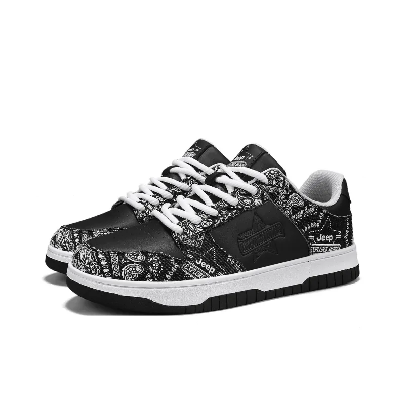 Jeep Height Increasing Abrasion Resistant Lightweight Breathable Slip Resistant Low Top Skateboard Shoes Men's-16