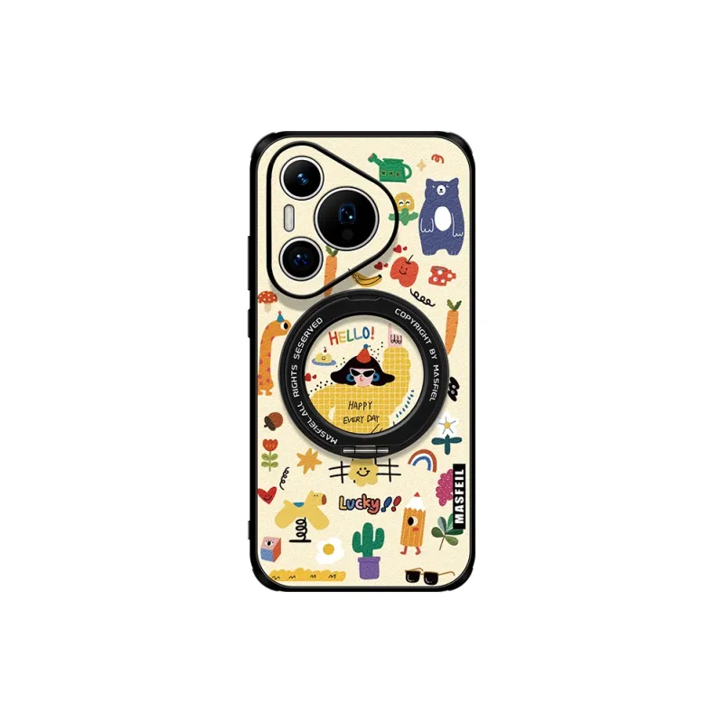 Marsfield TPU Material 360 Rotating Magnetic Stand, Side Textured Leather Phone Cases Compatibility Huawei P70/P70 Pro-2