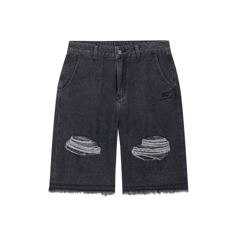 ICONS Lab Denim Shorts Unisex Washed Black-0