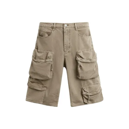 ZARA Cargo Shorts Men Light Brown Yellow