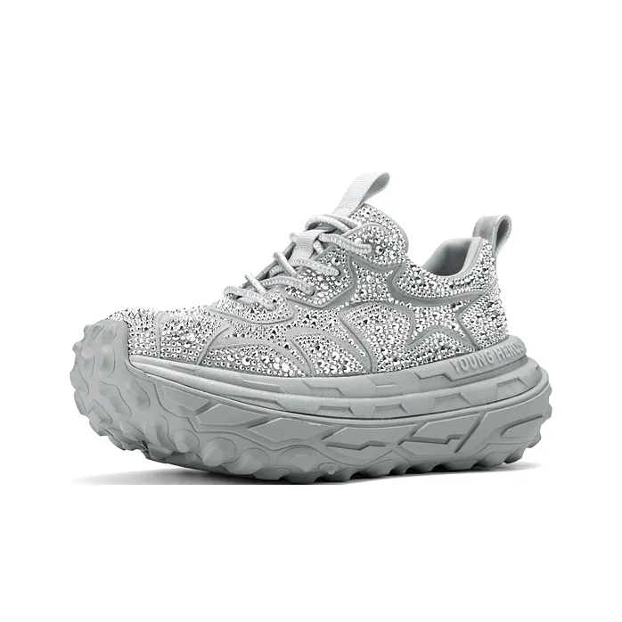 JOOC Slip Resistant Low Top Chunky Sneakers Women's Premium Gray-1