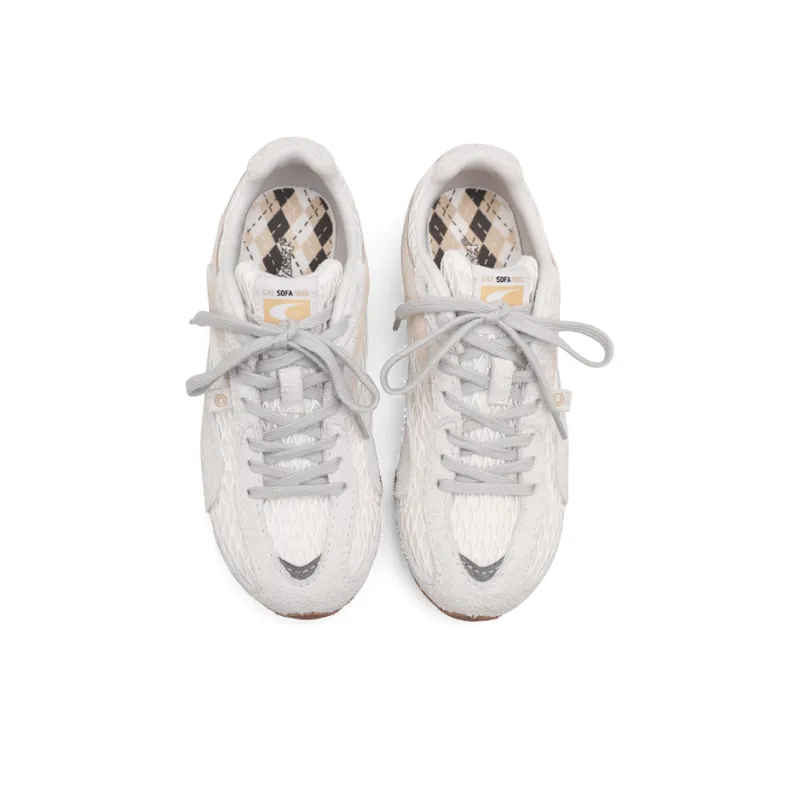 Cat&Sofa Cushioning, Wear Resistant Low Top Casual Shoes Unisex White-3