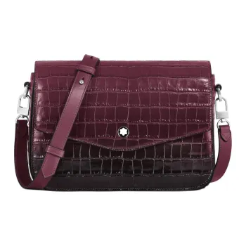 MONTBLANC Grain Cow Leather Shoulder Bag, Crossbody Bag Women's Ink Black Currant Color