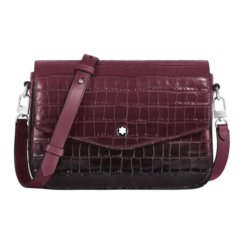 MONTBLANC Grain Cow Leather Shoulder Bag, Crossbody Bag Women's Ink Black Currant Color-0
