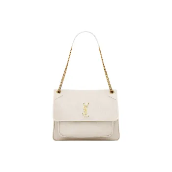 SAINT LAURENT Sheepskin Crossbody Bag, Shoulder Bag Tubas Women's Vintage White