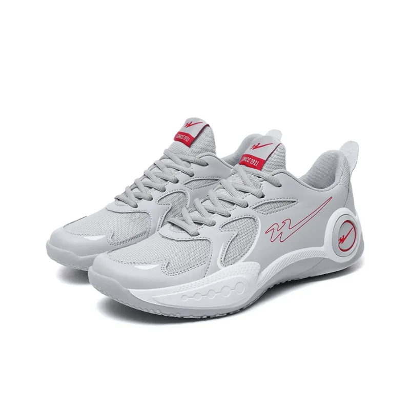 Binary Cushioning Abrasion Resistant Breathable Slip Resistant Low Top Basketball Shoes Unisex Light Gray-2