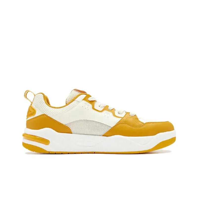 QIAODAN Wear resistant And Lightweight Low Top Skateboard Shoes Men's White Yellow-1