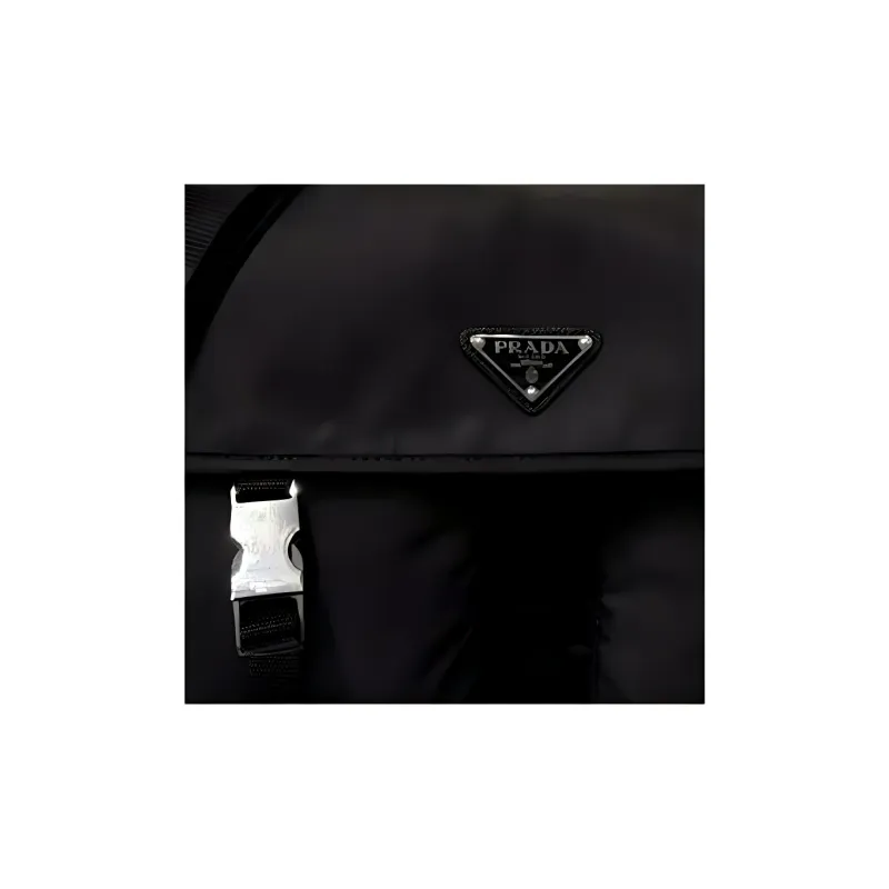 PRADA Recycled Nylon Messenger Bag, Shoulder Bag, Crossbody Bag Tubas Unisex Black-3