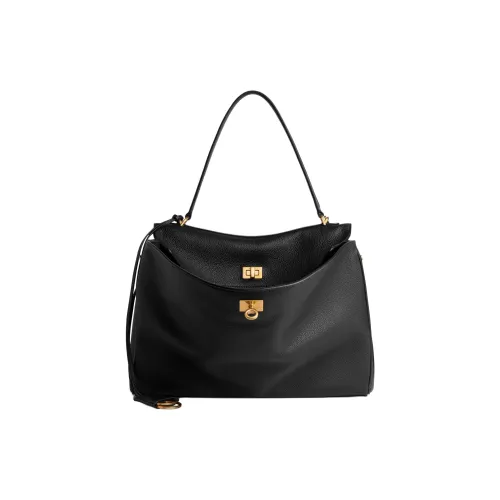 Balenciaga Rodeo Grain Calfskin One Shoulder Handbag Medium Size Women's Black