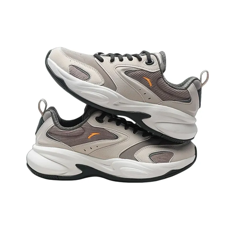 Anta ACE Anti-Slip Wear-Resistant Low-Top Chunky Sneakers Men's Brown Gray-3