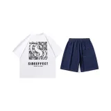 Set (White Top+Denim Blue Shorts)