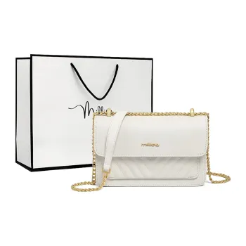 MILLIE'S Cow Leather Underarm Shoulder Bag, Crossbody Bag, Small Square Bag Regular Women's White