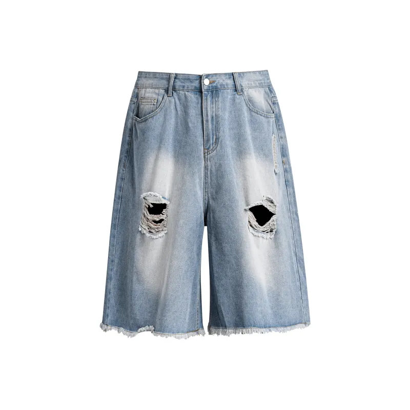 JCUI Denim Shorts Unisex Light Blue-0