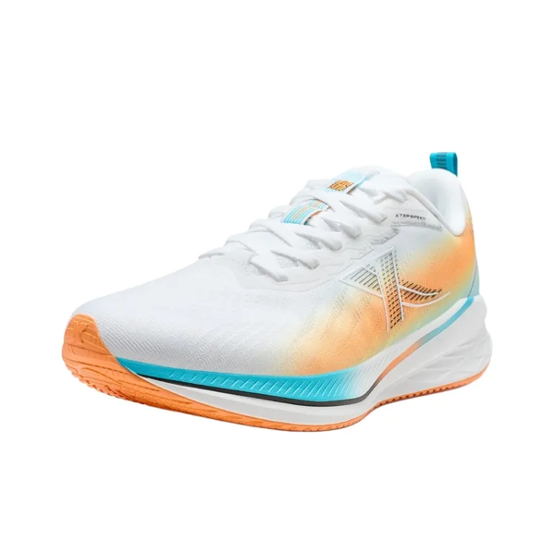 XTEP Speed 5.0LITE Cushioning Slip Resistant And Abrasion Resistant Low Top Running Shoes Men's White Orange-1